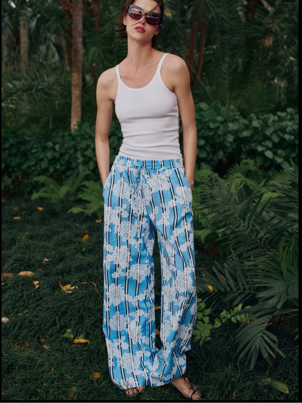 ZARA striped print wide leg pants 1971- 030